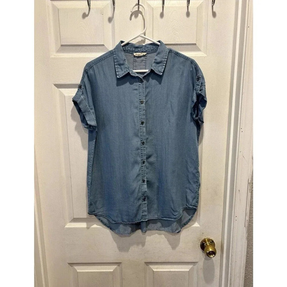 Jane and Delancey Shirt‎ Womens Lyocell Button Down Cap Sleeve Medium - Picture 1 of 8